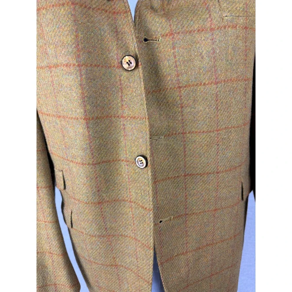 Vintage Juilliard‎ Mens Wool Tweed Sport Coat Yellow Windowpane Blazer 50s 60s
